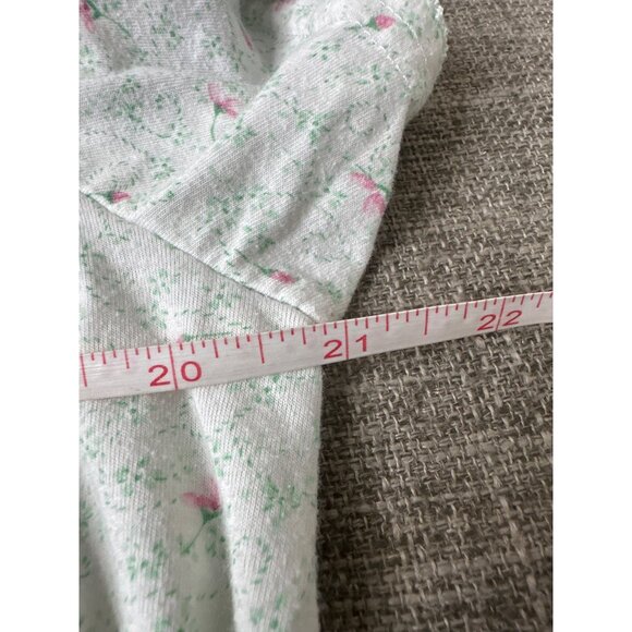 Bartizon Womens Floral Print Nightgown M Short Sleeves Light Green & Pink - Picture 5 of 6